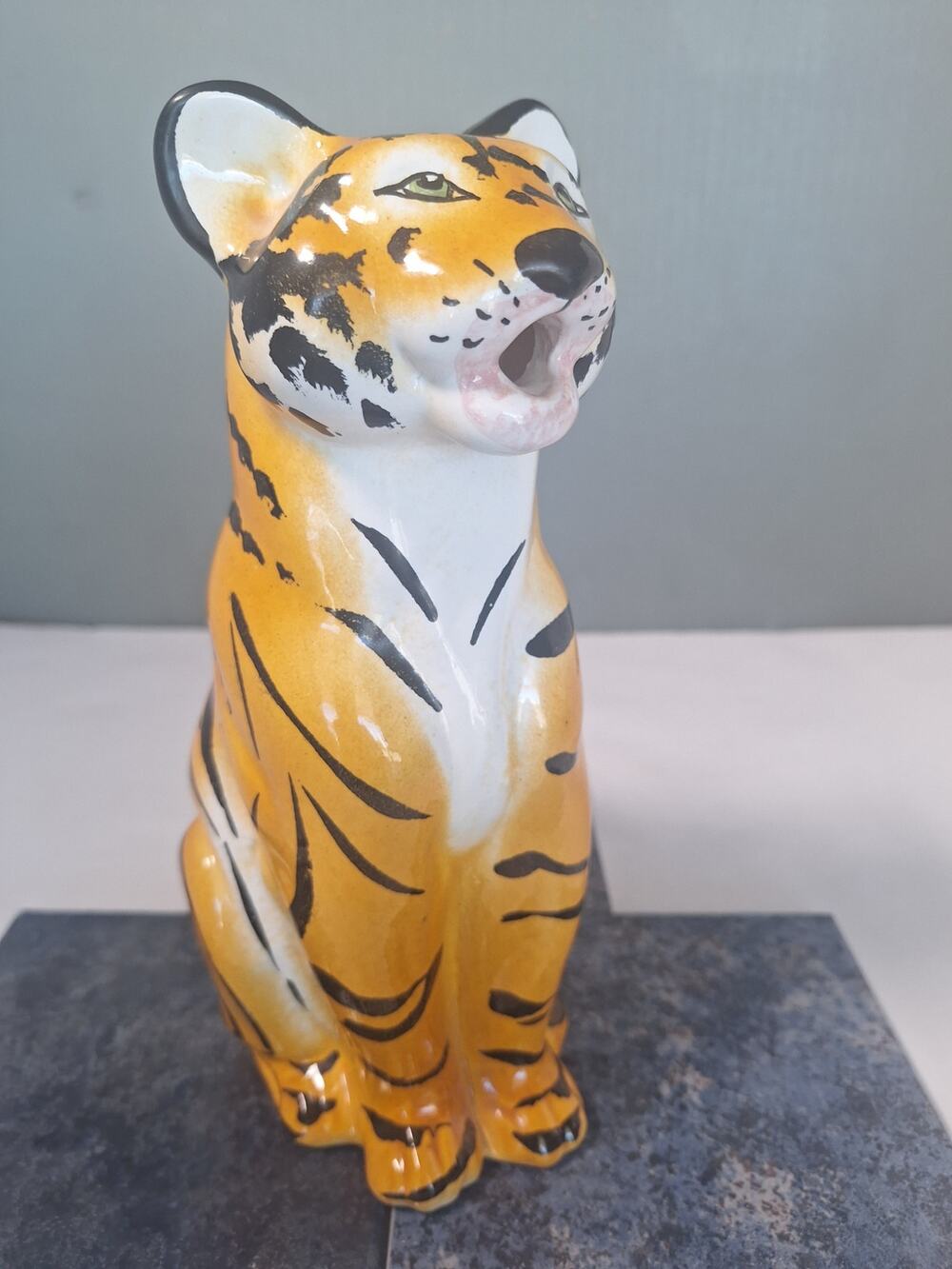 Vintage 1975 R.E.M.O Italy Tiger Ceramic Pitcher Decanter MCM Art Pottery- NM!